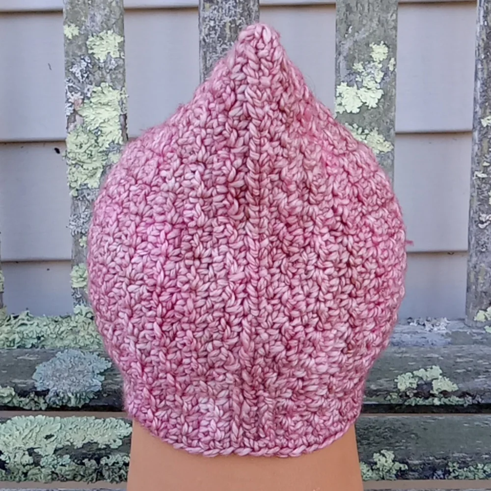 Hand Crafted Hand Crochet Retro 60s Pink Pixie Baby Hat 3-6M - Picture 7 of 9